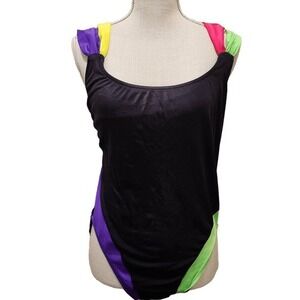 Shore Shapes Women's‎ Neon Color Block One Piece Swimsuit Size 17/18 Vintage